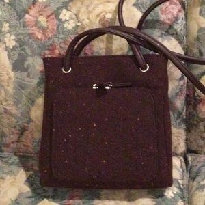 Small deep burgundy tweed purse